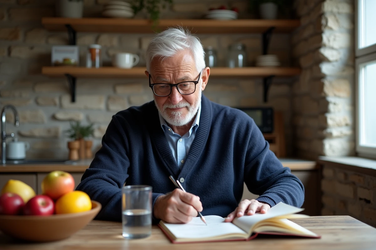 Homme âgé adoptant une alimentation saine et des habitudes équilibrées pour bien vieillir au quotidien
