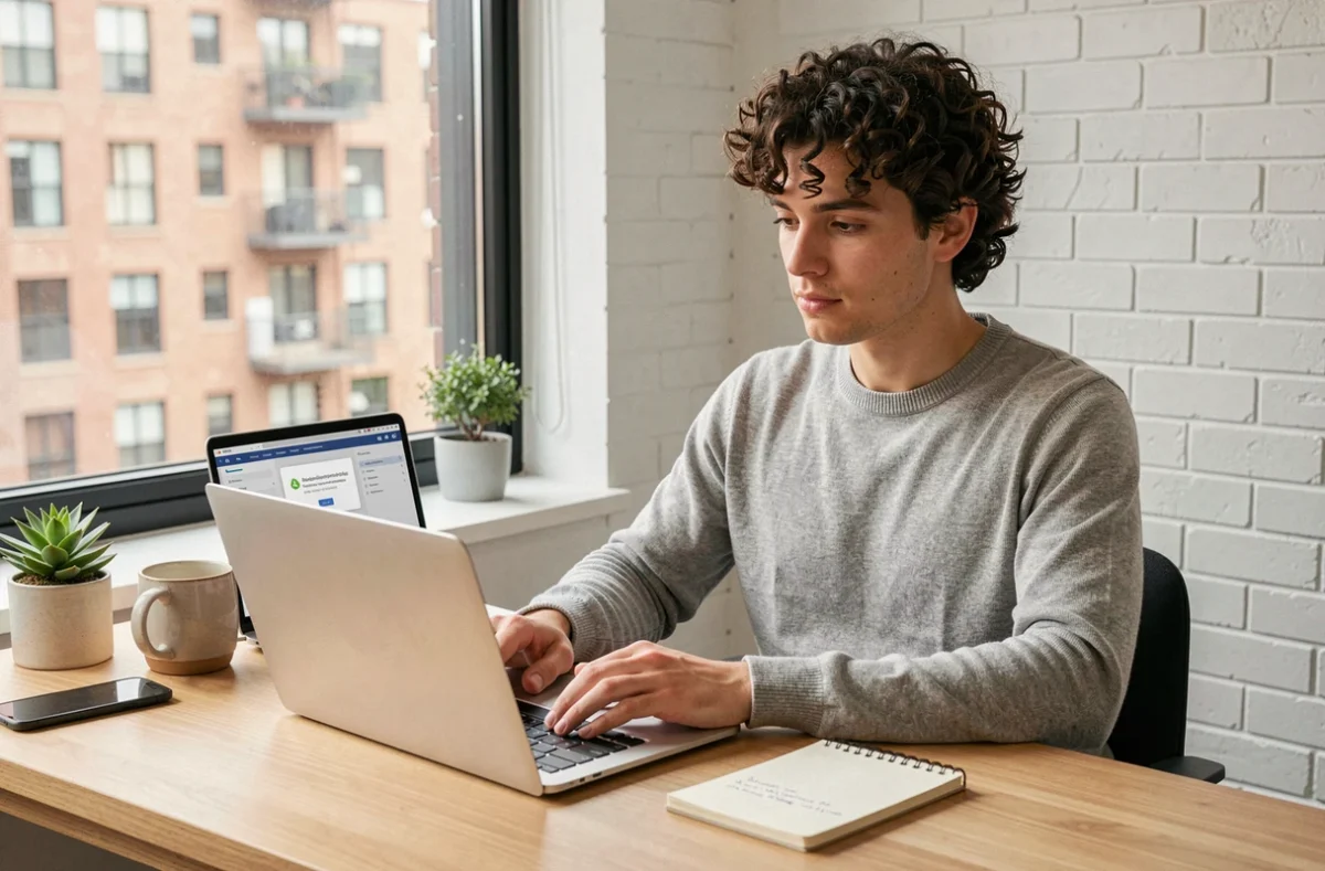 Professionnel en télétravail sécurisant son accès informatique avec une authentification à deux facteurs depuis son bureau à domicile